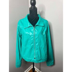 PrettyLittleThing Teal Faux Leather Jacket – US 22 (New)